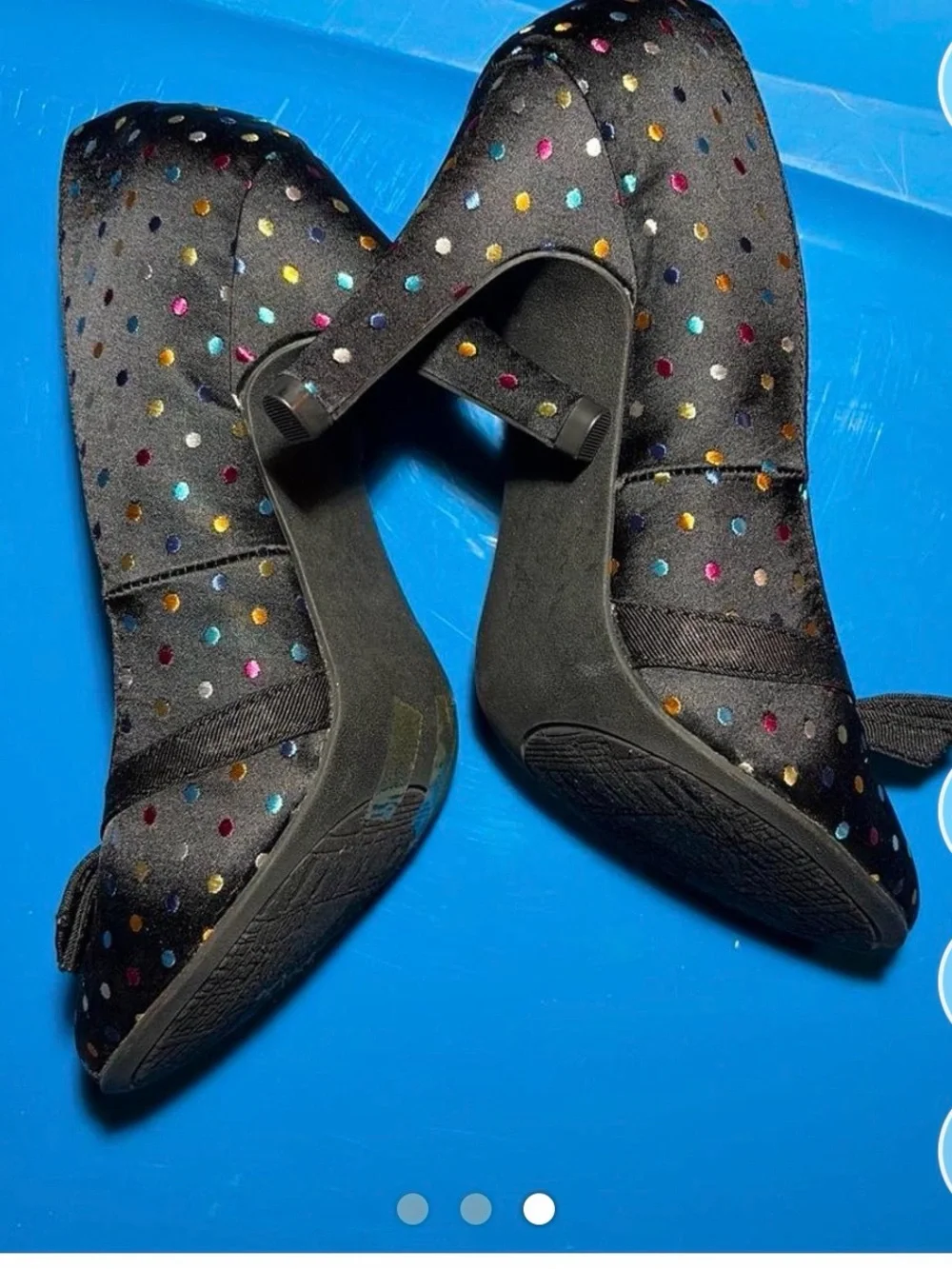 Rocket Dog Black Kitten Heels with Multicolor Polka Dots